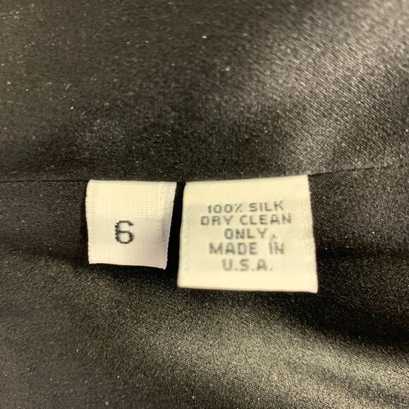 SHAWN RAY FONS Size 6 Black Silk Lace Ruffle Long Cocktail Dress - Picture 6 of 7